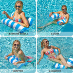 Hamac gonflable en PVC pour adulte, flotteur de natation, taille : 120 x 70 cm, rayé bleu clair, rayé rouge rose, rayé jaune, rayé vert, rayé orange, rayé bleu foncé, jaune + bleu, vert + bleu