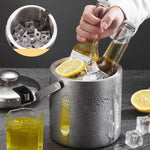 Seau à glace en acier inoxydable 304 à double paroi, baril à bière et à vin creux avec pince à glace, capacité : 1,3 L, 1,3 L avec pince à glace