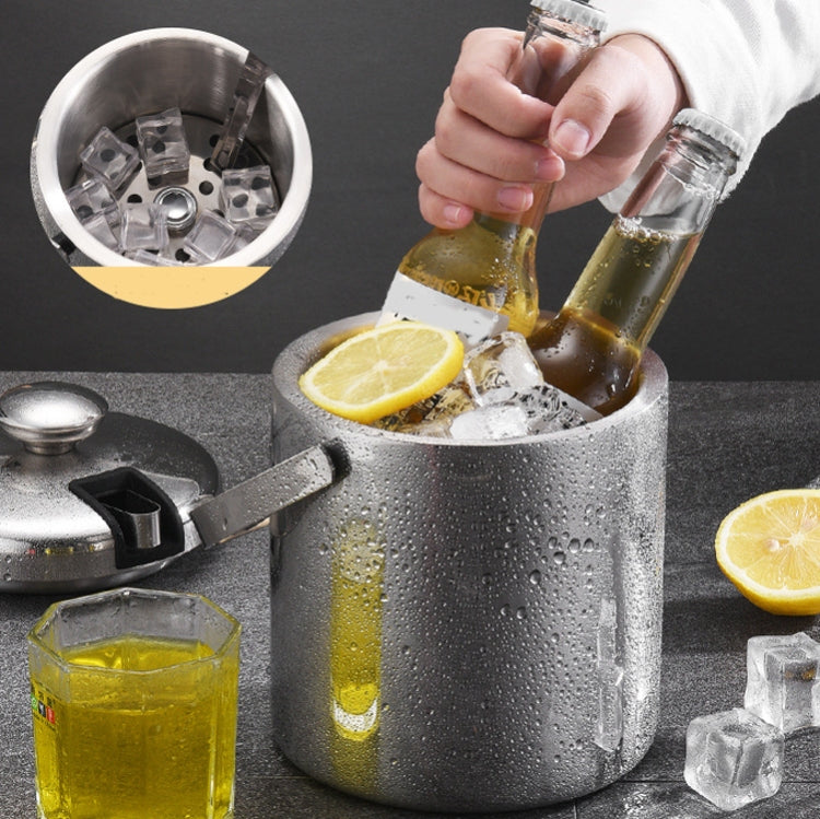 Seau à glace en acier inoxydable 304 à double paroi, baril à bière et à vin creux avec pince à glace, capacité : 1,3 L, 1,3 L avec pince à glace