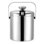 Seau à glace en acier inoxydable 304 à double paroi, baril à bière et à vin creux avec pince à glace, capacité : 1,3 L, 1,3 L avec pince à glace