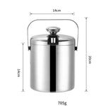 Seau à glace en acier inoxydable 304 à double paroi, baril à bière et à vin creux avec pince à glace, capacité : 1,3 L, 1,3 L avec pince à glace