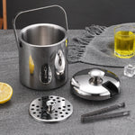 Seau à glace en acier inoxydable 304 à double paroi, baril à bière et à vin creux avec pince à glace, capacité : 1,3 L, 1,3 L avec pince à glace