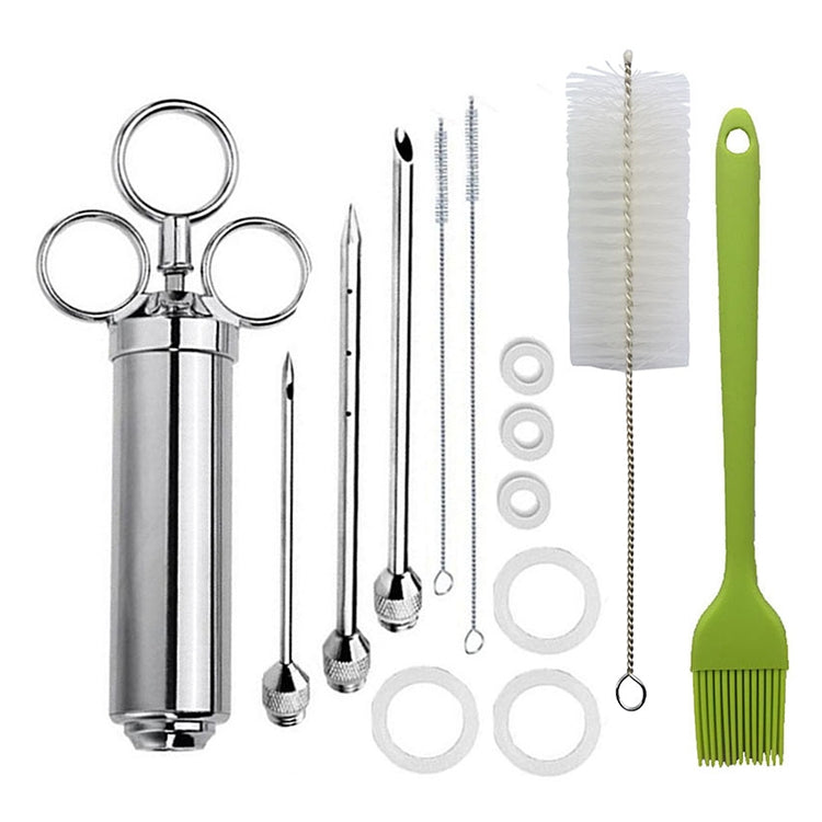 Set de seringues à épices en acier inoxydable pour barbecue, 14 en 1 (vert), 14 en 1 (noir), 14 en 1 (bleu), 14 en 1 (orange), 14 en 1 (vert émeraude), 14 en 1 (blanc orange)