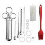 Set de seringues à épices en acier inoxydable pour barbecue, 14 en 1 (vert), 14 en 1 (noir), 14 en 1 (bleu), 14 en 1 (orange), 14 en 1 (vert émeraude), 14 en 1 (blanc orange)