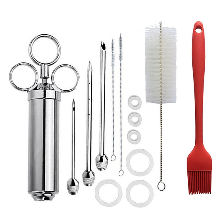Set de seringues à épices en acier inoxydable pour barbecue, 14 en 1 (vert), 14 en 1 (noir), 14 en 1 (bleu), 14 en 1 (orange), 14 en 1 (vert émeraude), 14 en 1 (blanc orange)