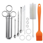 Set de seringues à épices en acier inoxydable pour barbecue, 14 en 1 (vert), 14 en 1 (noir), 14 en 1 (bleu), 14 en 1 (orange), 14 en 1 (vert émeraude), 14 en 1 (blanc orange)
