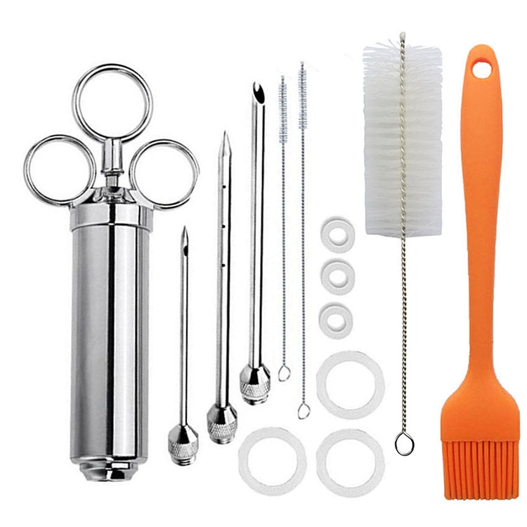 Set de seringues à épices en acier inoxydable pour barbecue, 14 en 1 (vert), 14 en 1 (noir), 14 en 1 (bleu), 14 en 1 (orange), 14 en 1 (vert émeraude), 14 en 1 (blanc orange)