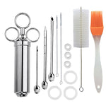 Set de seringues à épices en acier inoxydable pour barbecue, 14 en 1 (vert), 14 en 1 (noir), 14 en 1 (bleu), 14 en 1 (orange), 14 en 1 (vert émeraude), 14 en 1 (blanc orange)