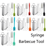 Set de seringues à épices en acier inoxydable pour barbecue, 14 en 1 (vert), 14 en 1 (noir), 14 en 1 (bleu), 14 en 1 (orange), 14 en 1 (vert émeraude), 14 en 1 (blanc orange)