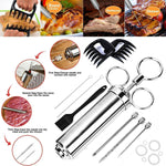 Set de seringues à épices en acier inoxydable pour barbecue, 14 en 1 (vert), 14 en 1 (noir), 14 en 1 (bleu), 14 en 1 (orange), 14 en 1 (vert émeraude), 14 en 1 (blanc orange)