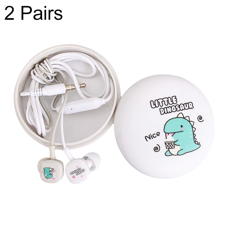 2 paires d'écouteurs intra-auriculaires filaires universels avec microphone, motif dessin animé, basses lourdes, blanc, rose, noir, bleu clair
