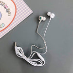 2 paires d'écouteurs intra-auriculaires filaires universels avec microphone, motif dessin animé, basses lourdes, blanc, rose, noir, bleu clair