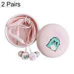 2 paires d'écouteurs intra-auriculaires filaires universels avec microphone, motif dessin animé, basses lourdes, blanc, rose, noir, bleu clair