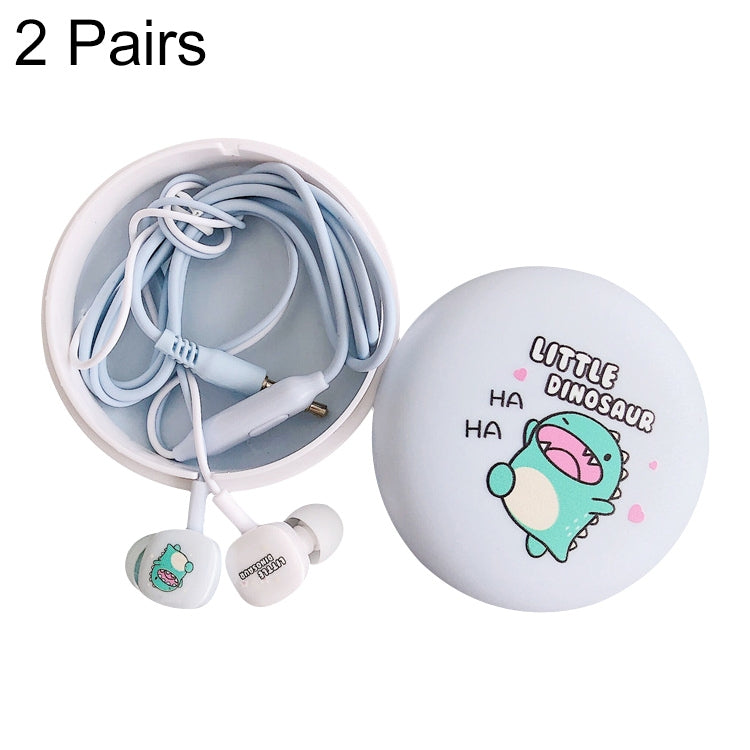 2 paires d'écouteurs intra-auriculaires filaires universels avec microphone, motif dessin animé, basses lourdes, blanc, rose, noir, bleu clair