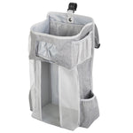 Sac suspendu pour berceau bébé multifonctionnel détachable Sac de rangement pour couches et jouets de lit, Gris neige, Rayures grises