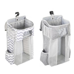 Sac suspendu pour berceau bébé multifonctionnel détachable Sac de rangement pour couches et jouets de lit, Gris neige, Rayures grises