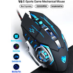 Interface USB T-WOLF V6 Souris Filaire Gaming 6 Boutons 3200 DPI Programmation Mécanique Macro Souris Gaming Lumineuse 7 Couleurs, Longueur du Câble : 1,5m, Version Audio Définition Macro Noir Argent, Version Audio Définition Macro Gris Fer