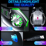 Interface USB T-WOLF V6 Souris Filaire Gaming 6 Boutons 3200 DPI Programmation Mécanique Macro Souris Gaming Lumineuse 7 Couleurs, Longueur du Câble : 1,5m, Version Audio Définition Macro Noir Argent, Version Audio Définition Macro Gris Fer