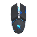 Souris de jeu et de bureau sans fil rechargeable T-WOLF Q15 6 boutons 1600 DPI silencieuse avec lumière respirante 7 couleurs, noir technologie, noir étoiles, blanc perle