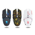 Souris de jeu et de bureau sans fil rechargeable T-WOLF Q15 6 boutons 1600 DPI silencieuse avec lumière respirante 7 couleurs, noir technologie, noir étoiles, blanc perle