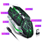 Souris de jeu et de bureau sans fil rechargeable T-WOLF Q15 6 boutons 1600 DPI silencieuse avec lumière respirante 7 couleurs, noir technologie, noir étoiles, blanc perle