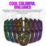 Souris de jeu et de bureau sans fil rechargeable T-WOLF Q15 6 boutons 1600 DPI silencieuse avec lumière respirante 7 couleurs, noir technologie, noir étoiles, blanc perle