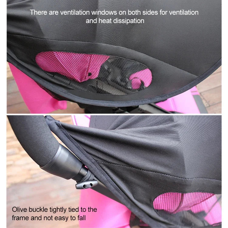 Pare-soleil anti-UV pour poussette, imperméable noir