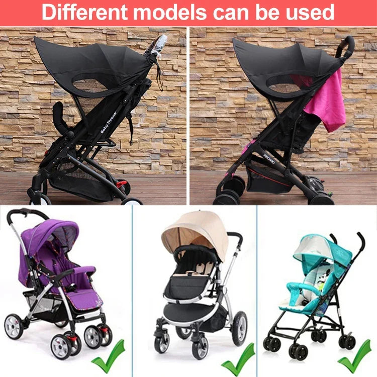 Pare-soleil anti-UV pour poussette, imperméable noir