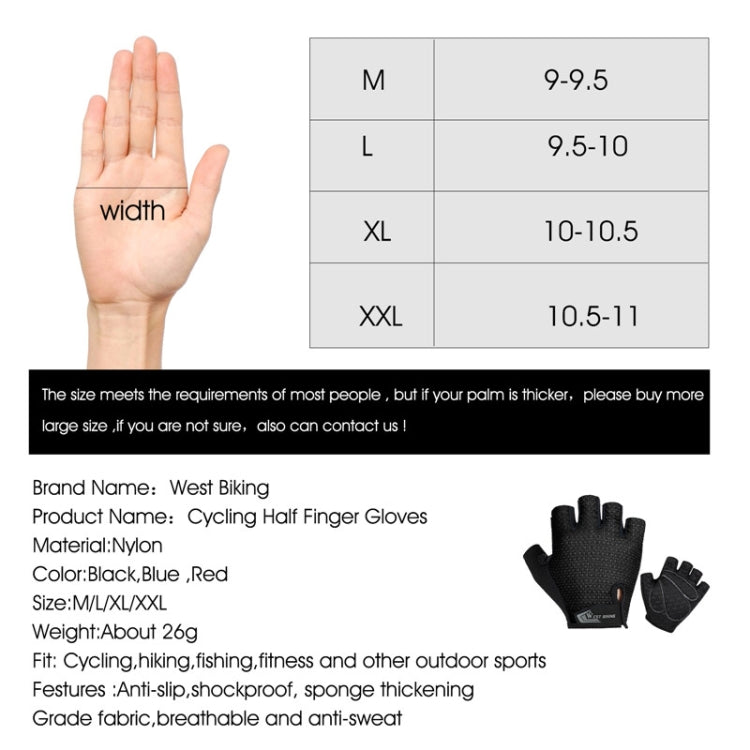 WEST BIKING YP0211218 Gants courts de cyclisme respirants Antidérapants Mitaines, M, L, XL, 2XL