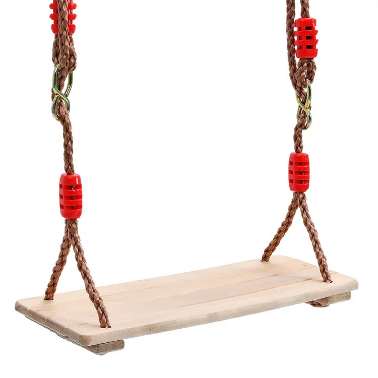 Balançoire en bois à quatre planches pour enfants et adultes, balançoire d'intérieur et d'extérieur, livraison aléatoire de couleur (rouge), en bois