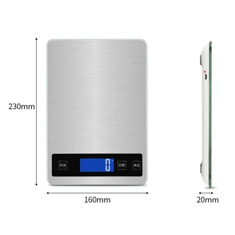Balance de cuisine portable USB A10-1 pour usage domestique, pâtisserie, thé, balance de précision, 5kg / 1g (blanc), 10kg / 1g (blanc), 15kg / 1g (blanc), 5kg / 1g (or rose), 10kg / 1g (or rose), 15kg / 1g (or rose)