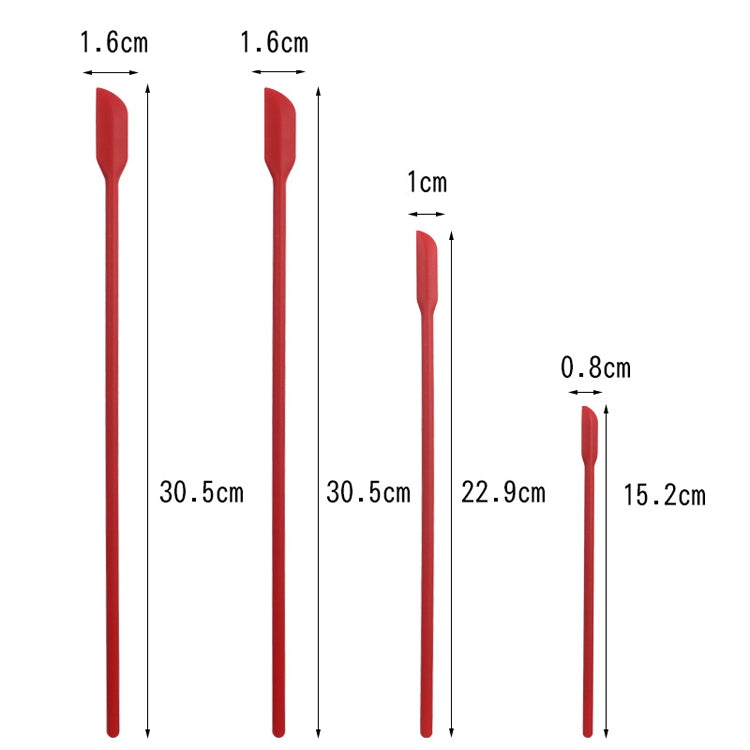 Ensemble de spatules à confiture et racloirs de bouteille cosmétiques en silicone à mini-pointe 4 en 1, 4 en 1 rouge, 4 en 1 noir, 4 en 1 coloré, 4 en 1 violet, 4 en 1 vert