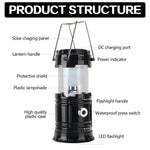 Lampe de tente LED, rechargeable solaire, lumière de camping étirable multifonctionnelle, support de sortie USB, solaire + prise UE