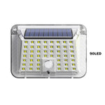Applique Murale Solaire de Jardin, Lampe Solaire Lumineuse sur Quatre Côtés, Détection de Corps Humain, Étanche pour Extérieur, 90 LED