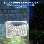 Applique Murale Solaire de Jardin, Lampe Solaire Lumineuse sur Quatre Côtés, Détection de Corps Humain, Étanche pour Extérieur, 90 LED