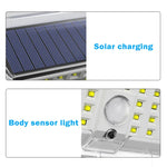 Applique Murale Solaire de Jardin, Lampe Solaire Lumineuse sur Quatre Côtés, Détection de Corps Humain, Étanche pour Extérieur, 90 LED