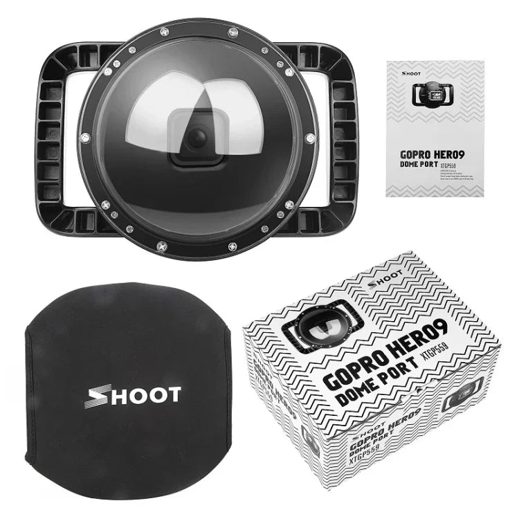 Boîtier de protection transparent SHOOT XTGP559 Dome Port pour objectif de caméra sous-marine GoPro HERO9 Noir, pour GoPro HERO9 Noir