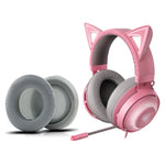 2 Paires de cache-oreilles en gel rafraîchissant, coussinets d'oreille en éponge, compatibles avec les casques Razer Kraken Kitty Edition, Razer Kraken Ultimate et Razer Nari Ultimate, Noir, Gris