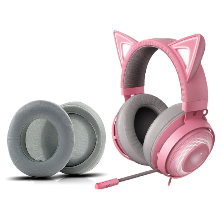 2 Paires de cache-oreilles en gel rafraîchissant, coussinets d'oreille en éponge, compatibles avec les casques Razer Kraken Kitty Edition, Razer Kraken Ultimate et Razer Nari Ultimate, Noir, Gris