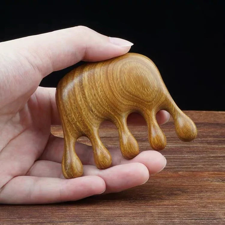Peigne de massage en bois de santal vert, 8x6cm