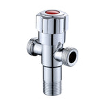 Robinet d'angle en acier inoxydable à double sortie, poignée unique, double commande 1 en 2 sorties, robinet d'angle galvanisé, chromé, brossé, trois ronds chromés eau froide, trois ronds chromés eau chaude, eau froide chromée à volant prune...