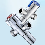 Robinet d'angle en acier inoxydable à double sortie, poignée unique, double commande 1 en 2 sorties, robinet d'angle galvanisé, chromé, brossé, trois ronds chromés eau froide, trois ronds chromés eau chaude, eau froide chromée à volant prune...