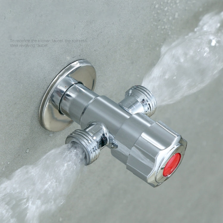 Robinet d'angle en acier inoxydable à double sortie, poignée unique, double commande 1 en 2 sorties, robinet d'angle galvanisé, chromé, brossé, trois ronds chromés eau froide, trois ronds chromés eau chaude, eau froide chromée à volant prune...