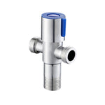 Robinet d'angle en acier inoxydable à double sortie, poignée unique, double commande 1 en 2 sorties, robinet d'angle galvanisé, chromé, brossé, trois ronds chromés eau froide, trois ronds chromés eau chaude, eau froide chromée à volant prune...