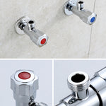 Robinet d'angle en acier inoxydable à double sortie, poignée unique, double commande 1 en 2 sorties, robinet d'angle galvanisé, chromé, brossé, trois ronds chromés eau froide, trois ronds chromés eau chaude, eau froide chromée à volant prune...