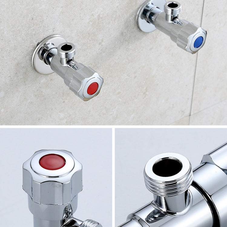 Robinet d'angle en acier inoxydable à double sortie, poignée unique, double commande 1 en 2 sorties, robinet d'angle galvanisé, chromé, brossé, trois ronds chromés eau froide, trois ronds chromés eau chaude, eau froide chromée à volant prune...