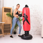 Colonne de boxe gonflable verticale épaissie pour fitness adultes et enfants, sac de sable de boxe gonflable anti-basculement, 1,6 m jaune, 1,6 m rouge, 1,6 m noir