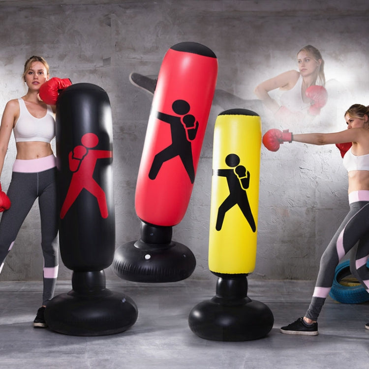 Colonne de boxe gonflable verticale épaissie pour fitness adultes et enfants, sac de sable de boxe gonflable anti-basculement, 1,6 m jaune, 1,6 m rouge, 1,6 m noir