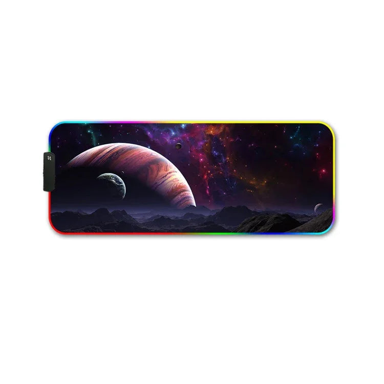 Tapis de souris antidérapant lumineux RGB à transfert thermique en caoutchouc F-01, 350x900x3mm, 350x900x4mm, 400x900x3mm, 400x900x4mm
