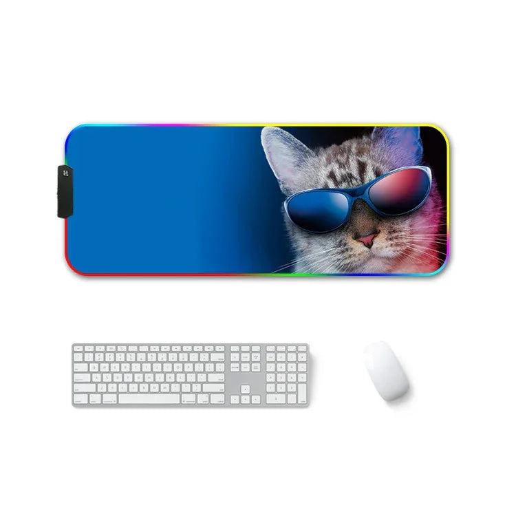 Tapis de souris antidérapant lumineux RGB à transfert thermique en caoutchouc F-01, 350x900x3mm, 350x900x4mm, 400x900x3mm, 400x900x4mm